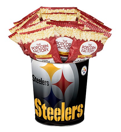 Pittsburgh Steelers Popcorn Tin with 15 Bags of Popcorn